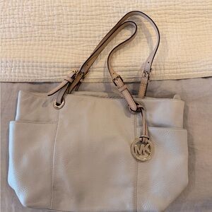 Michael Kors Cream White Tote with Tan Straps